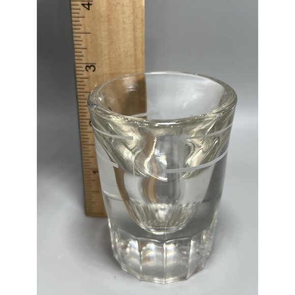 Vintage Clear Glass Shot Glass 2oz Heavy Bottom White Stripe Barware 3 inch Tall - Picture 5 of 5